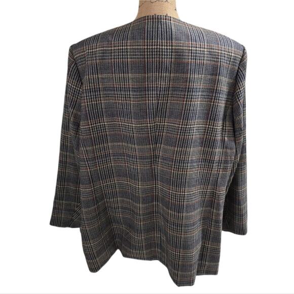 Calvin Klein Plaid Tweed Academia Faux Pocket Blazer Jacket Plus Size 24‎ W New! - Picture 6 of 13